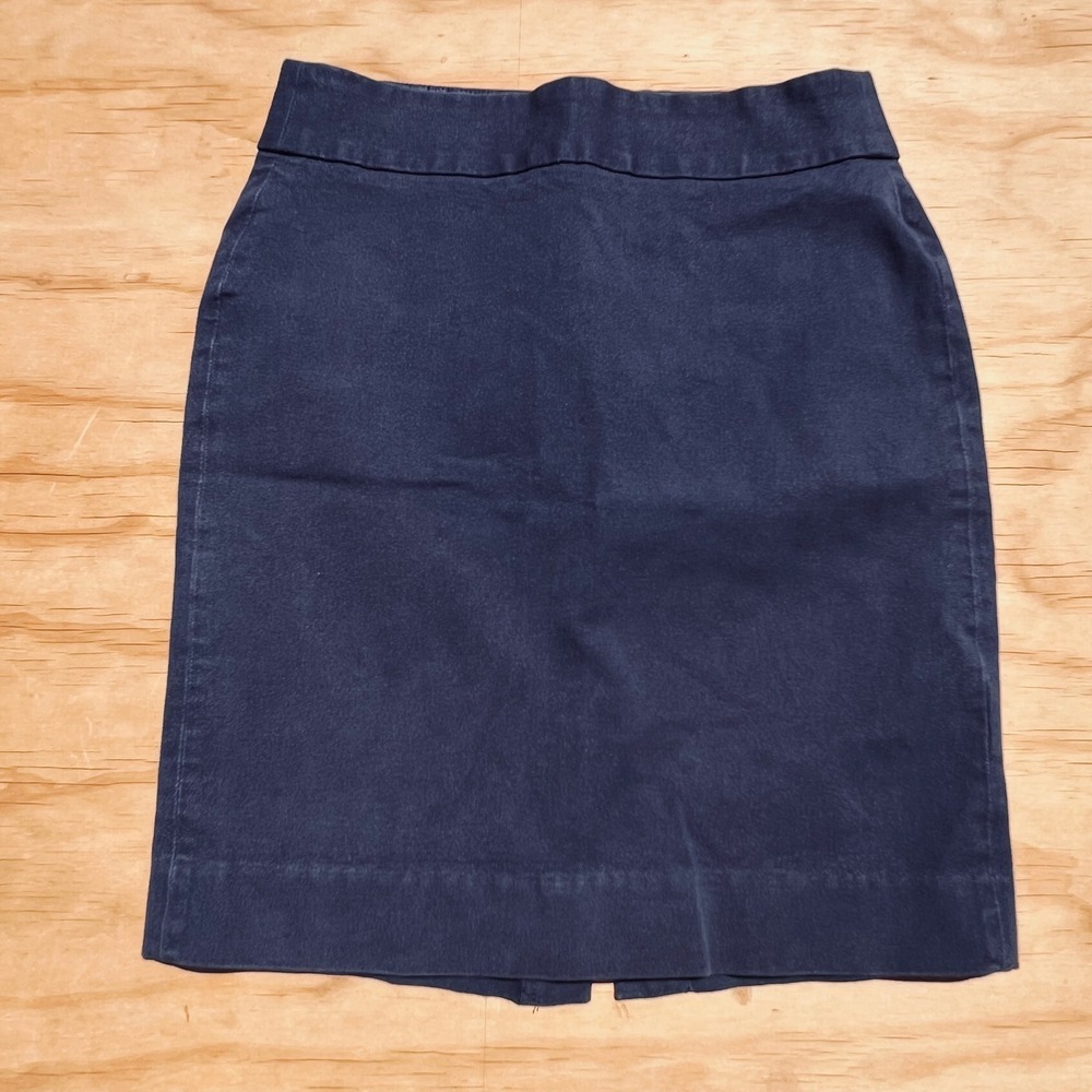 Banana Republic Navy Blue Stretch Cotton Pencil Skirt Size 4 Office Career